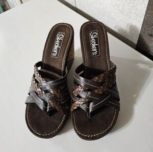 Skechers Sude Leather Cork Wedges sandals